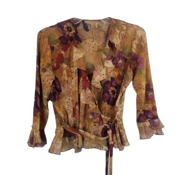 CHAPS TOTAL WRAP AROUND FLORAL TOP. SIZE M. - Picture 1 of 11